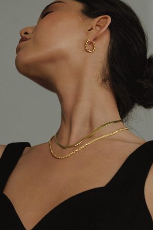 Gold-Plated Double-Layered Twisted Snake Bone Chain Clavicle Necklace - Trendy European and American Style Jewelry