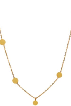 Gold-Plated Mini Round Sequins Pendant Necklace - Exquisite Minimalist Retro Clavicle Chain Jewelry for European and American Style