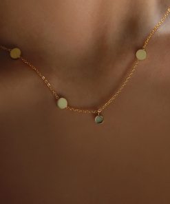 Gold-Plated Mini Round Sequins Pendant Necklace - Exquisite Minimalist Retro Clavicle Chain Jewelry for European and American Style