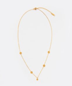 Gold-Plated Mini Round Sequins Pendant Necklace - Exquisite Minimalist Retro Clavicle Chain Jewelry for European and American Style