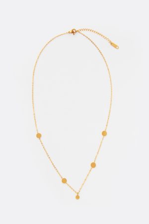 Gold-Plated Mini Round Sequins Pendant Necklace - Exquisite Minimalist Retro Clavicle Chain Jewelry for European and American Style