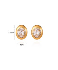 Gold-Plated Minimalist Zircon Earrings for Women - Light Luxury Pigeon Egg Design, 2025 Collection