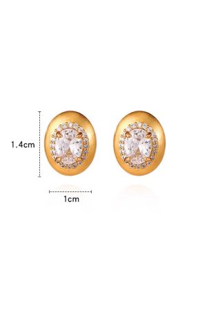 Gold-Plated Minimalist Zircon Earrings for Women - Light Luxury Pigeon Egg Design, 2025 Collection