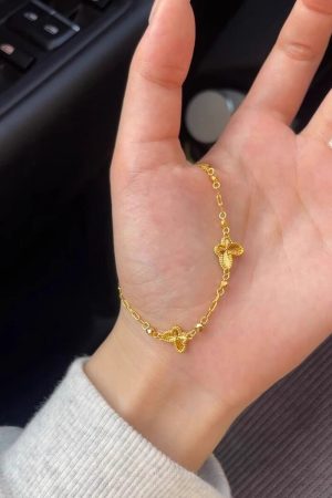 Golden Vintage Butterfly Bracelet for Women - Exquisite Light Luxury Couple Wristband, 2025 Year of the Dragon Accessory