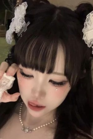 Gothic Lace Hair Clip with Cross Side Clip - Y2K Subculture Lolita Accessory for Sweet and Spicy Girls