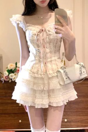 Grace Kelly Style, Abiti Alta Sartoria - Kawaii Top & Mini Skirt Two Piece Set