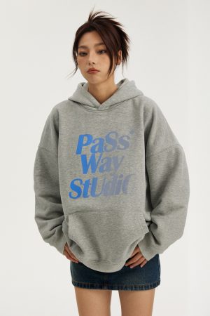 Gradient Logo Pullover Hoodie Jacket - Trendy Fleece Coat for Spring & Autumn - Stylish Streetwear Essential
