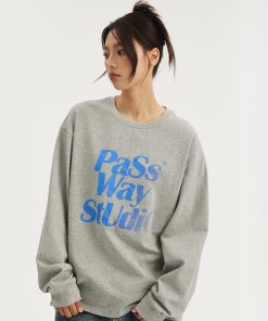 Gradient Logo Trendy Long Sleeve Sweatshirt for Couples - Casual Versatile Spring Summer Fashion Top - Y2K Style