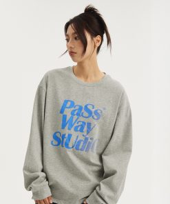 Gradient Logo Trendy Long Sleeve Sweatshirt for Couples - Casual Versatile Spring Summer Fashion Top - Y2K Style