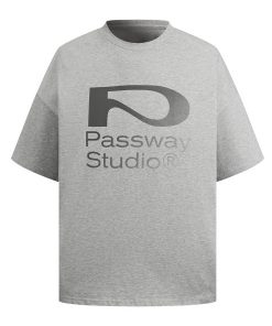 Gradient P Logo Short Sleeve Unisex T-Shirt - Trendy 90s Inspired Pure Cotton Top for Casual Wear