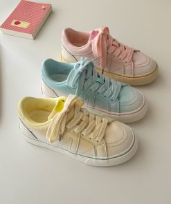 Gradient Rainbow Breathable Sneakers for Women - Summer 2025 Thick-Soled Versatile Sports Shoes, Y2K Style Fashion Footwear