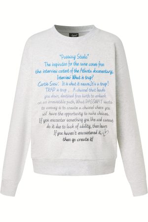 Gradient Slogan Round Neck Sweatshirt - Trendy Autumn Winter Long Sleeve Women's Casual Slim Fit Top