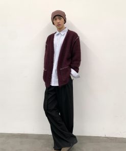 Gray Alpaca Loose Fit Cardigan Sweater Coat for Couples - Autumn Winter Fashion Layering Essential