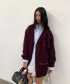 Gray Alpaca Loose Fit Cardigan Sweater Coat for Couples - Autumn Winter Fashion Layering Essential