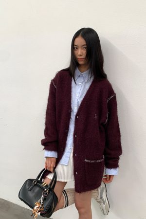 Gray Alpaca Loose Fit Cardigan Sweater Coat for Couples - Autumn Winter Fashion Layering Essential