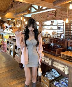 Gray Backless Spaghetti Strap Dress for Women - Slim Fit Bodycon Mini Skirt with Sexy Split - Stylish Summer Fashion