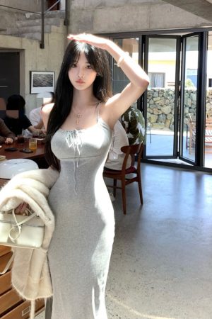 Gray Backless Spaghetti Strap Dress for Women - Slim Fit Bodycon Mini Skirt with Sexy Split - Stylish Summer Fashion