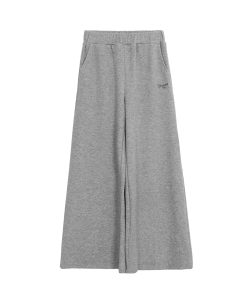 Gray High-Waisted Wide-Leg Pants for Women - Casual Autumn Winter 2025, Comfortable Sweatpants, Trendy Everyday Style