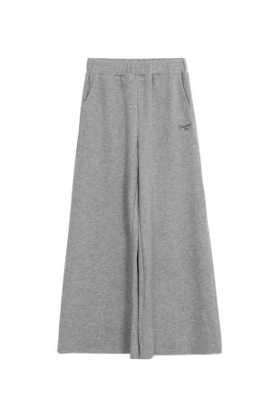 Gray High-Waisted Wide-Leg Pants for Women - Casual Autumn Winter 2025, Comfortable Sweatpants, Trendy Everyday Style
