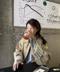 Gray Knitted Cardigan with Patchwork Cut-Outs - Korean Style Pumpkin-Inspired Early Autumn Wool Top