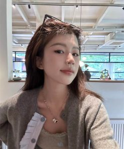 Gray Knitted Cardigan with Patchwork Cut-Outs - Korean Style Pumpkin-Inspired Early Autumn Wool Top