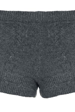 Gray Knitted Straight-Leg Shorts for Women - Versatile Casual Autumn Winter Fashion Essentials