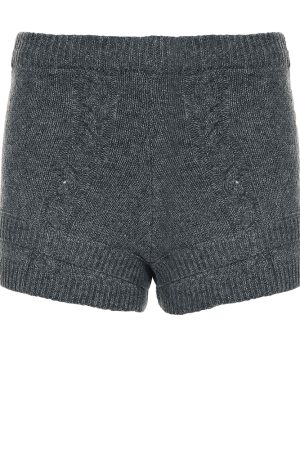 Gray Knitted Straight-Leg Shorts for Women - Versatile Casual Autumn Winter Fashion Essentials