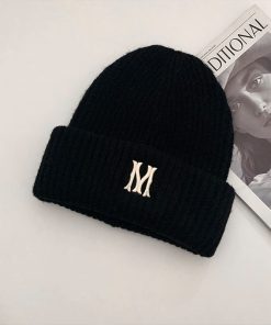 Gray Knitted Winter Hat for Women with Ear Protection, Korean Style 2025, Face-Slimming Design for Cold Weather