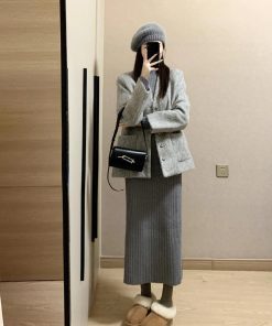 Gray Lace-Up Short Woolen Coat for Women - High-End Winter Fashion with Niche Temperament, 2025 Style