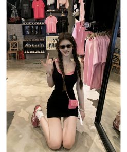 Gray Layered Tank Dress for Women with Fitted Waist, Padded Bust, Bodycon Short Skirt - Summer Fashion Essential