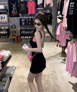 Gray Layered Tank Dress for Women with Fitted Waist, Padded Bust, Bodycon Short Skirt - Summer Fashion Essential