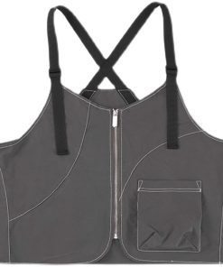 Gray Outdoor Commuter Vest with Roaring Beast Design for Adventure and Urban Style