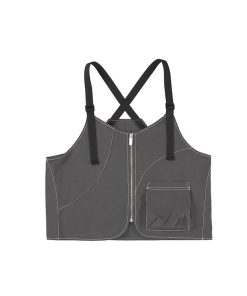 Gray Outdoor Commuter Vest with Roaring Beast Design for Adventure and Urban Style