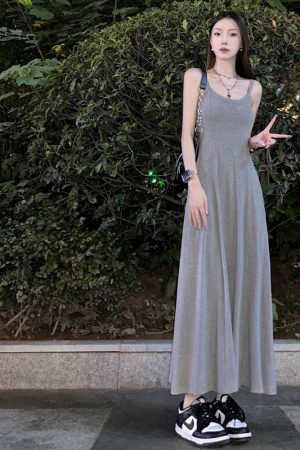 Gray Padded Strap Bodycon Dress for Women - French-Style Waist-Cinching Elegant Long Dress for Summer Fashion