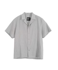 Gray Structural Line Dropped Shoulder Short Sleeve Shirt - Urban 90s Style, Contemporary Fashion, Casual Streetwear Top