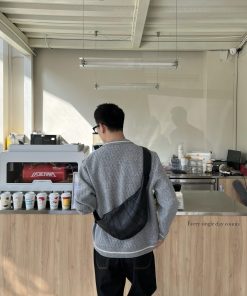 Gray Textured Cardigan Sweater for Men - Korean Style Casual Loose Fit Jacket for Autumn and Winter Fashion