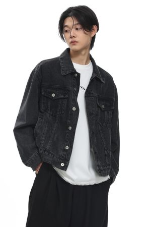 Gray Wash Distressed Denim Jacket with Roaring Beast Design â€“ Trendy Y2K Style Outerwear for Women