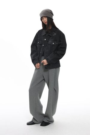 Gray Wash Distressed Denim Jacket with Roaring Beast Design â€“ Trendy Y2K Style Outerwear for Women