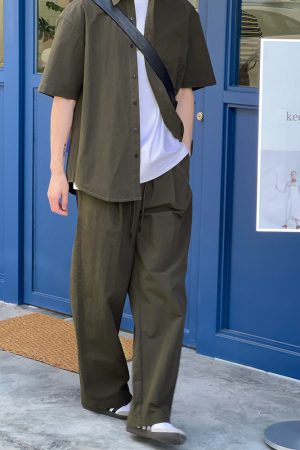 Green Elastic Straight-Leg Beach Pants for Boys - Sun-Protective Summer Style