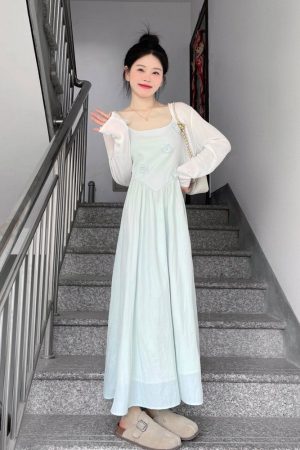 Green Floral Spaghetti Strap Dress for Women - Elegant Waist-Cinching Long Dress with Sun Protection - Summer 2025 Fashion Essential