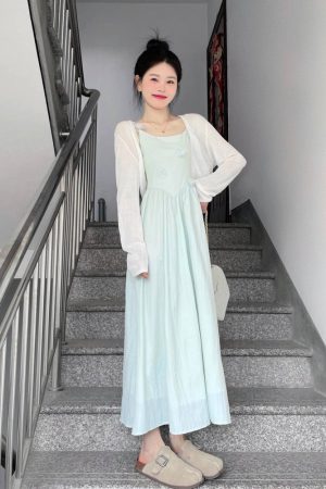 Green Floral Spaghetti Strap Dress for Women - Elegant Waist-Cinching Long Dress with Sun Protection - Summer 2025 Fashion Essential