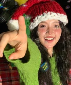 Green Onion Silk Christmas Tree Hat with Fur Trim - Festive Staged Magical Holiday Accessory