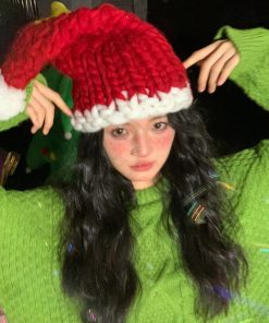 Green Onion Silk Christmas Tree Hat with Fur Trim - Festive Staged Magical Holiday Accessory