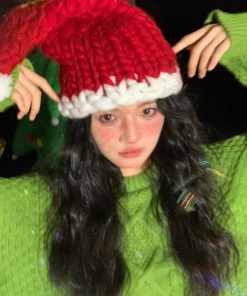 Green Onion Silk Christmas Tree Hat with Fur Trim - Festive Staged Magical Holiday Accessory