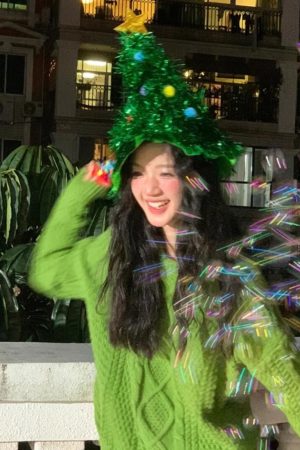 Green Onion Silk Christmas Tree Hat with Fur Trim - Festive Staged Magical Holiday Accessory