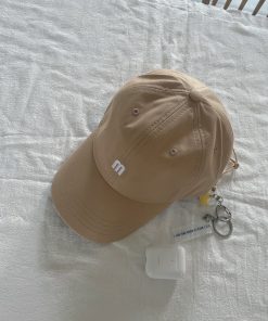 Green Self-Reserved Baseball Cap with Embroidered Letter M, Korean Style Solid Color Sunshade Hat for All Seasons