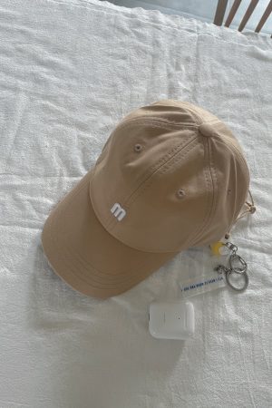Green Self-Reserved Baseball Cap with Embroidered Letter M, Korean Style Solid Color Sunshade Hat for All Seasons