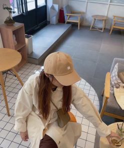 Green Self-Reserved Baseball Cap with Embroidered Letter M, Korean Style Solid Color Sunshade Hat for All Seasons