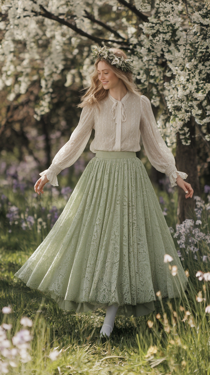 Green Lace Skirt Outfit: Stylish Ways to Wear This Trend outfit idea