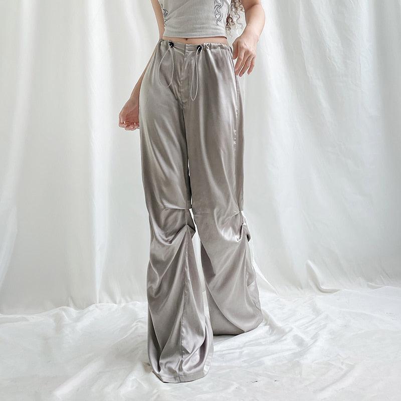 Grunge Elbise, Winter Outfits Formal Classy - Y2K Satin Wide Leg Pants Grunge Elbise, Winter Outfits Formal Classy - Y2K Satin Wide Leg Pants